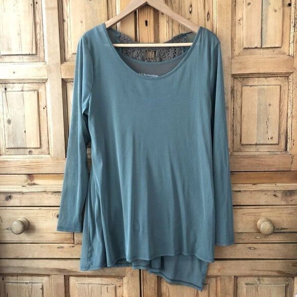 Soft Surroundings Womens Large Double Layer Crochet Back Detail Blouse Top - Picture 4 of 11
